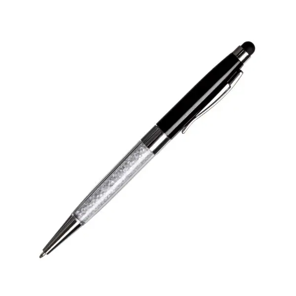 Pack De 8 Bolígrafos De Cristal Con Diamante - Mina Negra, Cuerpo Metal, Giratorio - Regalo Para Oficina O Boda